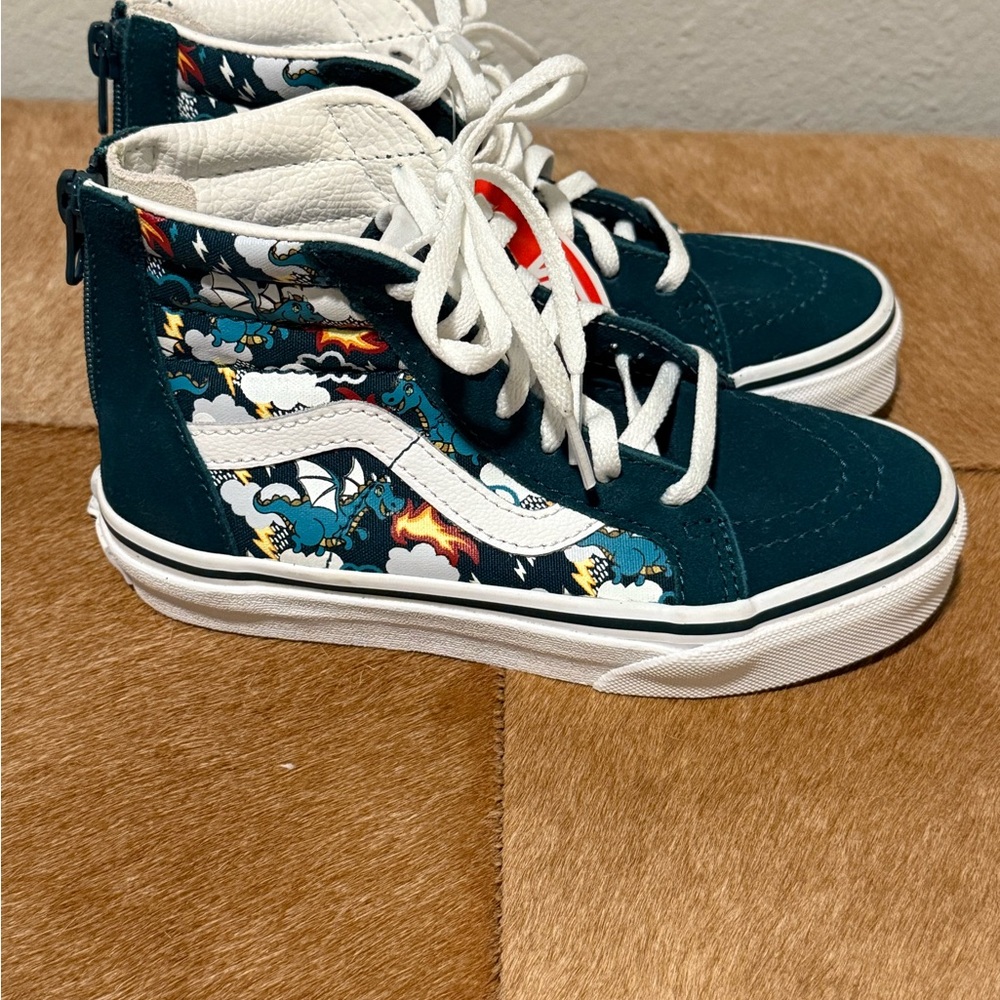Vans Kids High-Top Sneakers - Teal and White with Graphic